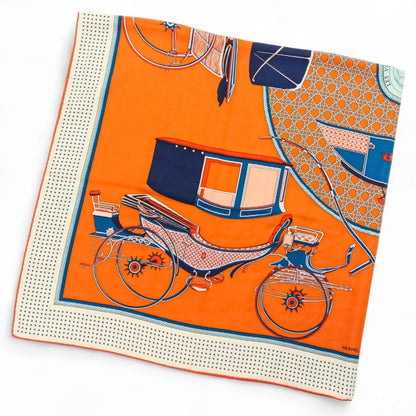 Hermes Carr 140 "Les Voitures A Transformation" Folding Canopy Carriage Scarf/Muffler
