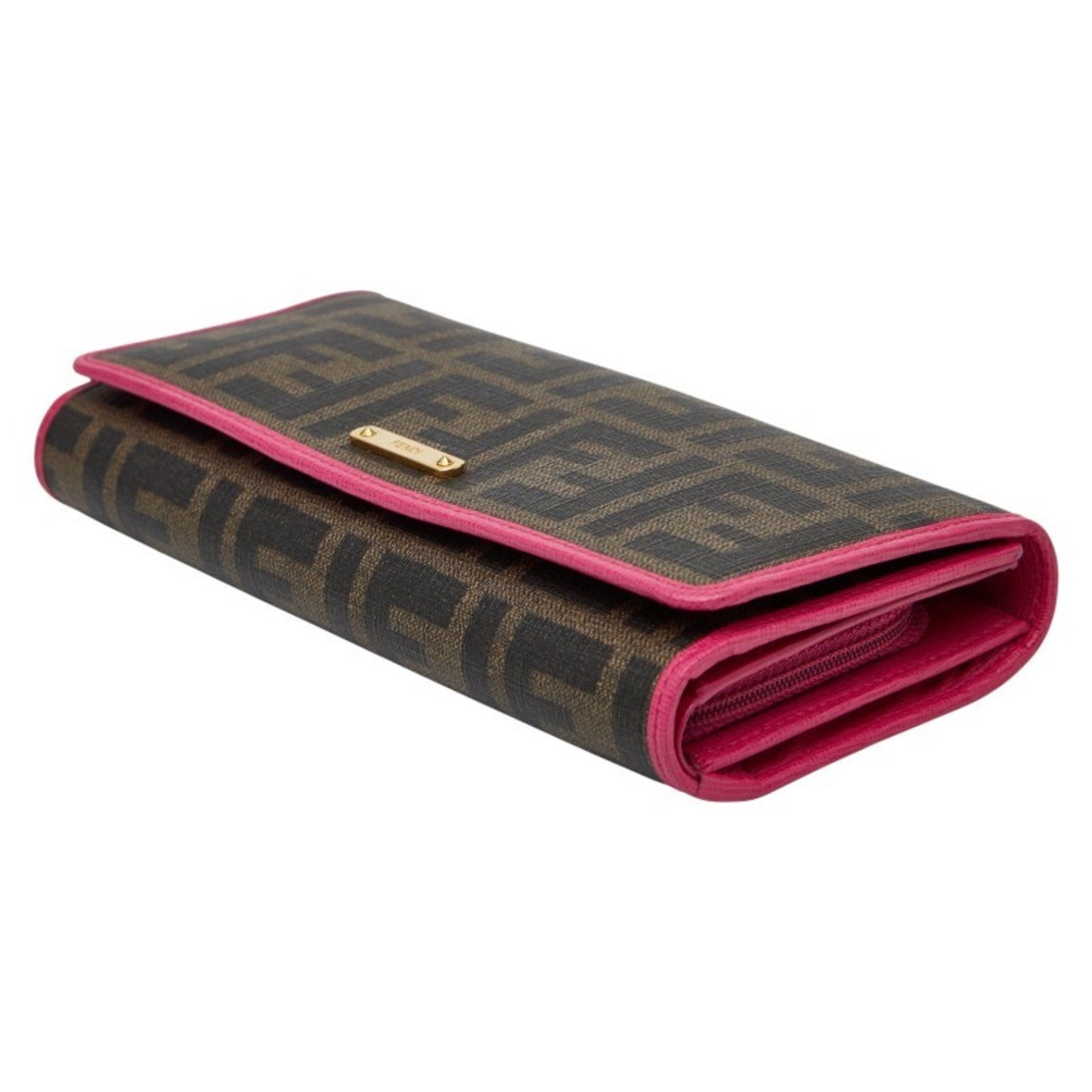 Fendi Zucca Long Wallet 8M0297 Brown Pink