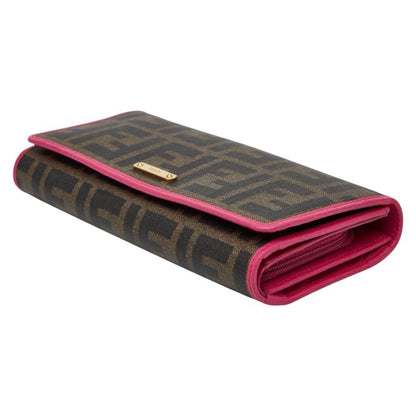 Fendi Zucca Long Wallet 8M0297 Brown Pink