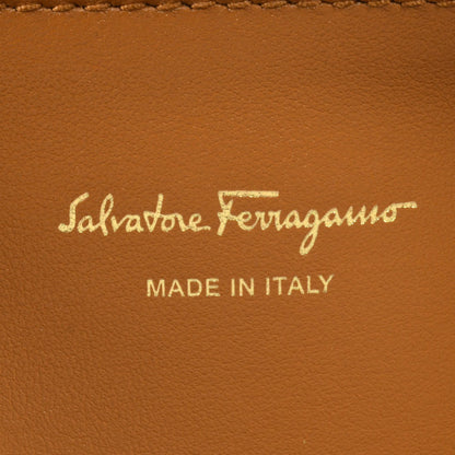 Salvatore Ferragamo Ferragamo Gancini Studio Bag Handbag Leather Raffia Dh-21 H539 Brown