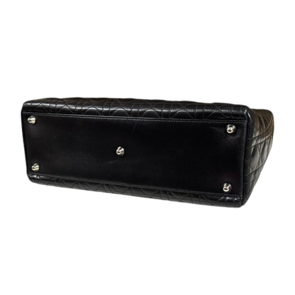 Christian Dior Lady Large Cannage Shoulder Bag In Black Leather