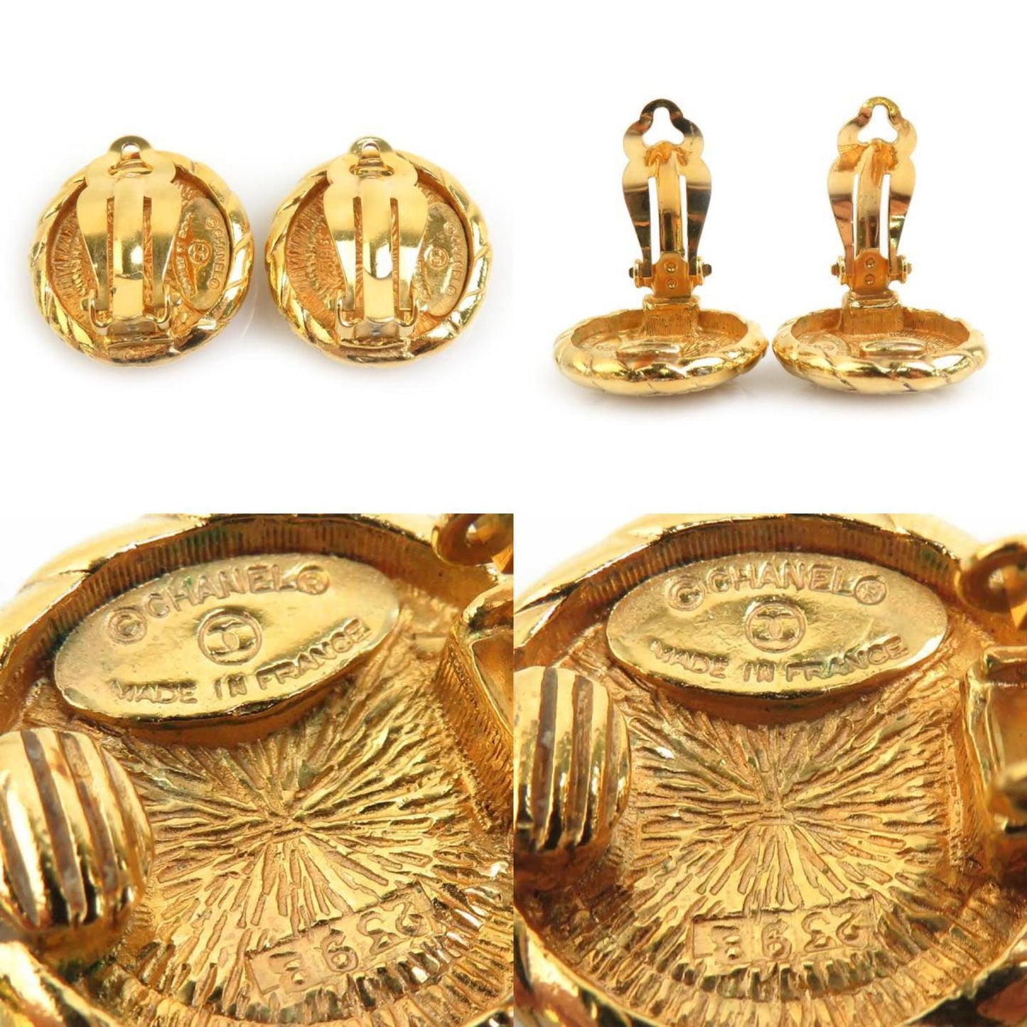 Chanel Coco Mark Metal Gold Earrings