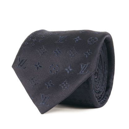 Louis Vuitton Cravate Mix Monogram Silk Tie In Navy Blue For Men