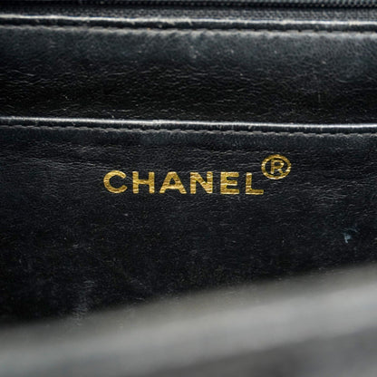 Chanel Shoulder Bag W Chain Bias Stitch Caviar Leather Black