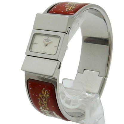Hermes Loc Silver Dial Bangle Gp Enamel