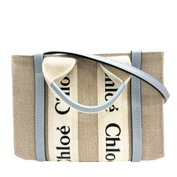 Chlo Chloe Woody Small Blue Canvas Shoulder Bag Handbag