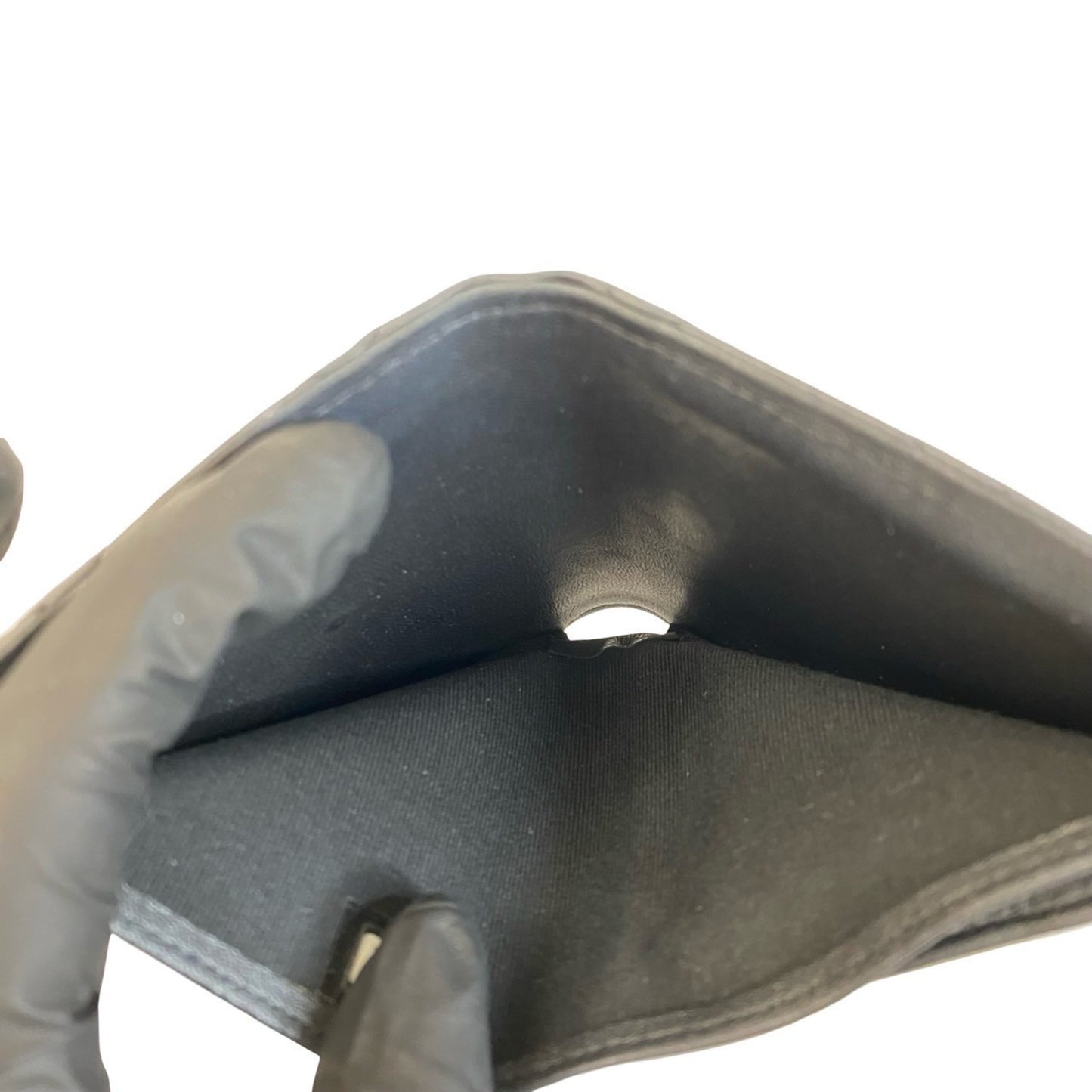 Chanel Matelasse Coco Mark Lambskin Leather Tri-Fold Wallet In Metallic Black 95841