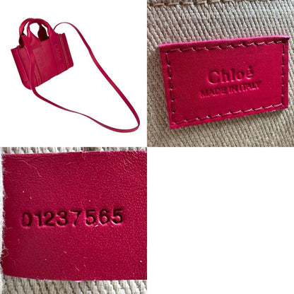 Chlo Chloe Shoulder Bag Handbag Woody Mini Leather Pink