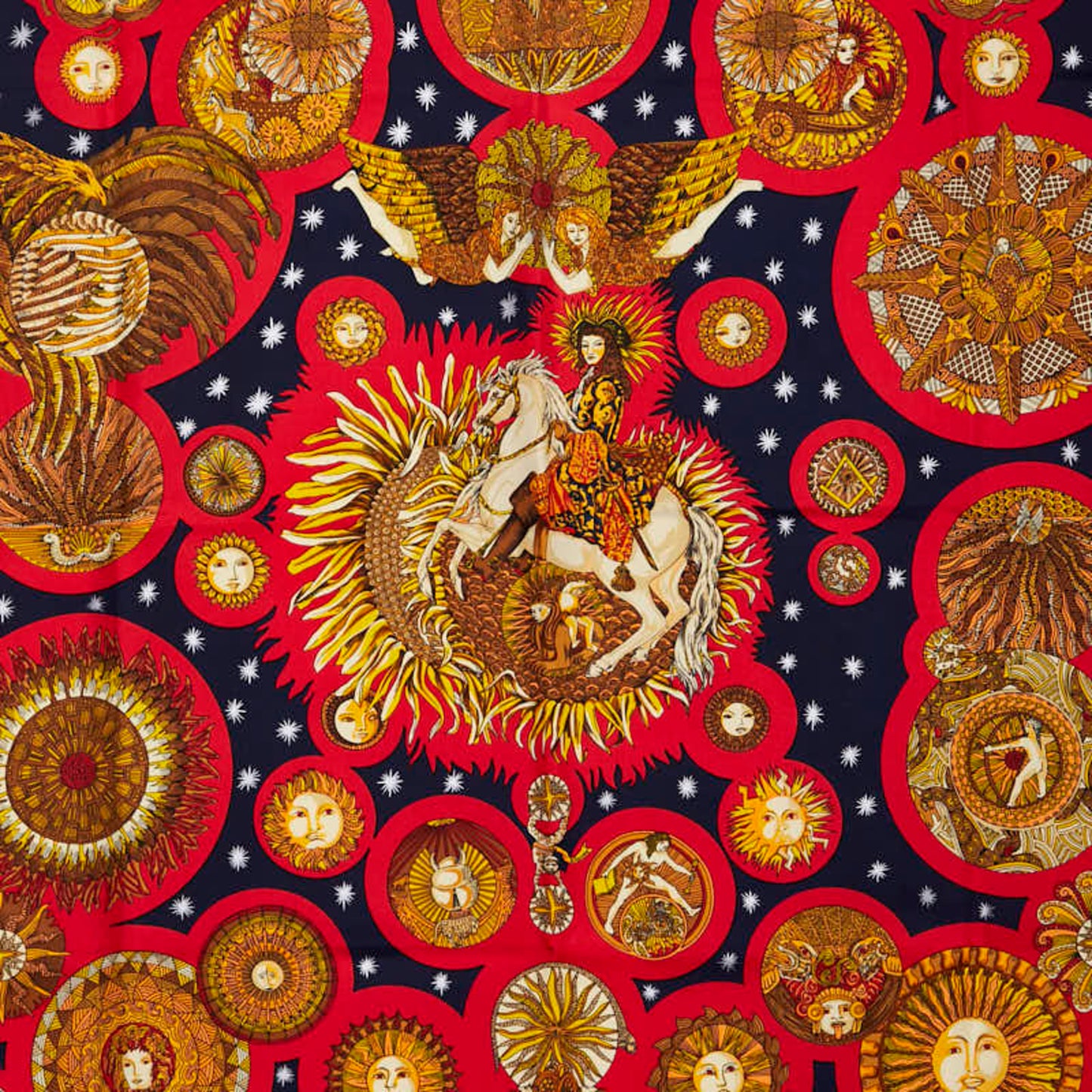 Hermes Herms Carr 90 Le Roy Soleil Sun King Scarf/Muffler