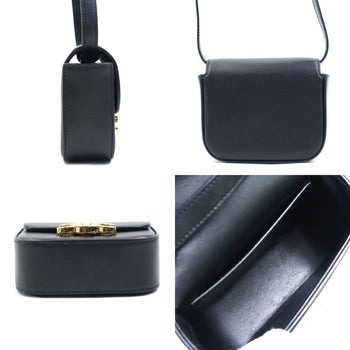 Celine Triomphe Mini Claude Shoulder Bag In Black Leather