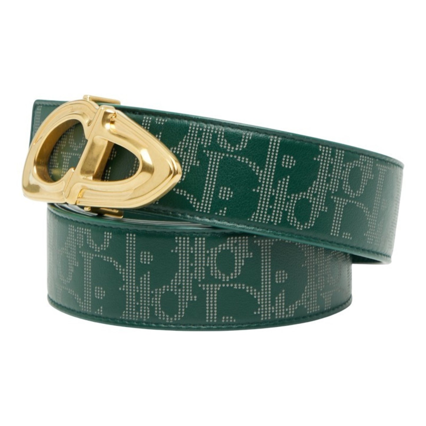 Christian Dior Dior Cd Buckle Oblique Belt Green Leather