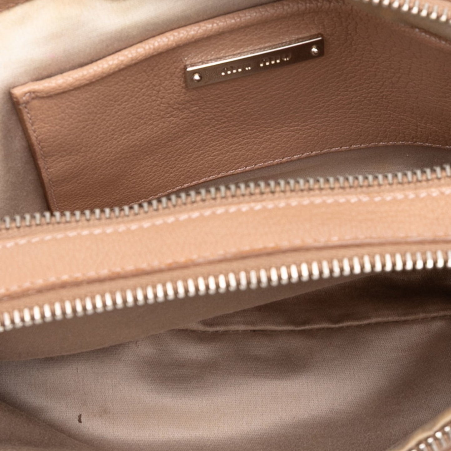 Miu Miu Miu Ribbon Motif Shoulder Bag In Pink Beige Leather