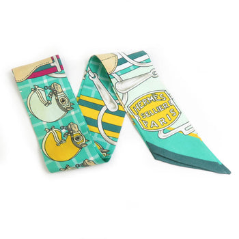 Hermes Hermes Scarf/Muffler Twilly Silk Green Multicolor