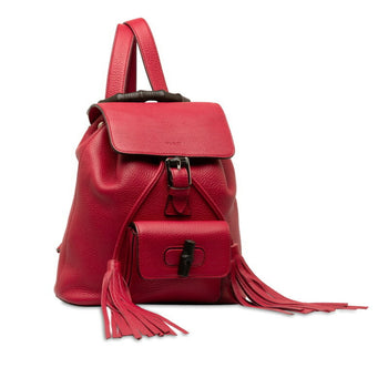 Gucci Bamboo Backpack 387149 Red Leather