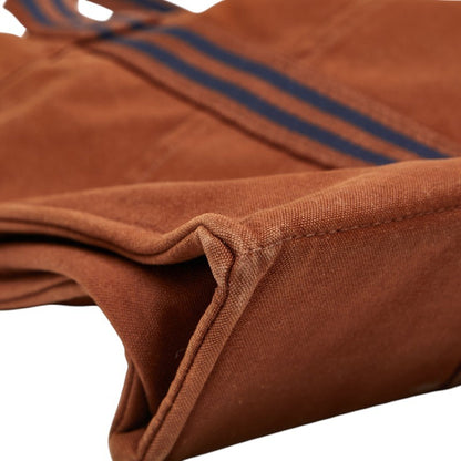 Herms Foule Tote Mm Bag Brown Navy Canvas