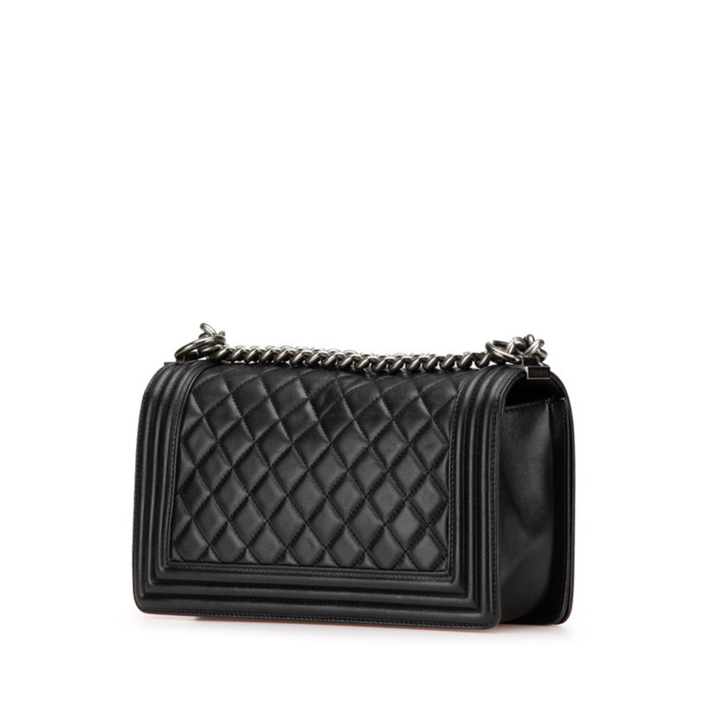 Chanel Coco Mark Matelasse Boy Chanel 25 Crossbody Chain Shoulder Bag In Black Lambskin