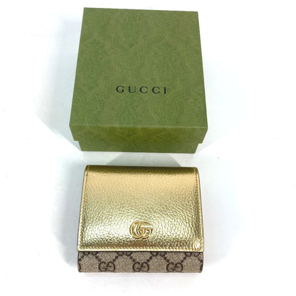 Gucci 598587 Compact Wallet Folded Wallet Gold Beige