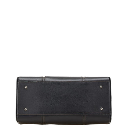 Burberry Nova Check Mini Boston Bag In Black Leather