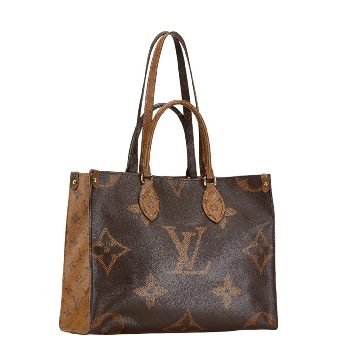 Louis Vuitton Monogram Giant Reverse On The Go Mm Handbag Shoulder Bag M45321 Brown Pvc Leather