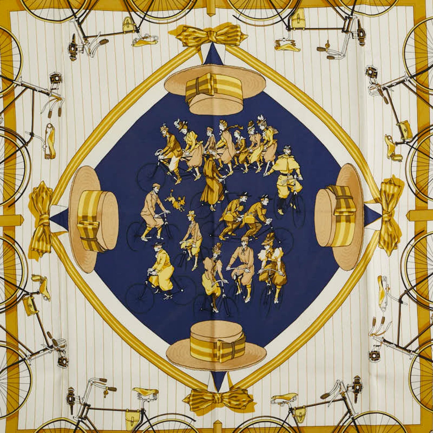 Hermes Herms Carr 90 Les Becanes Bicycle Scarf