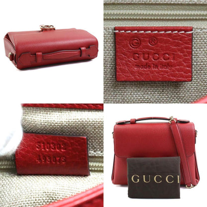 Gucci Handbag Shoulder Bag Interlocking G Leather/Metal Dark Red/Gold