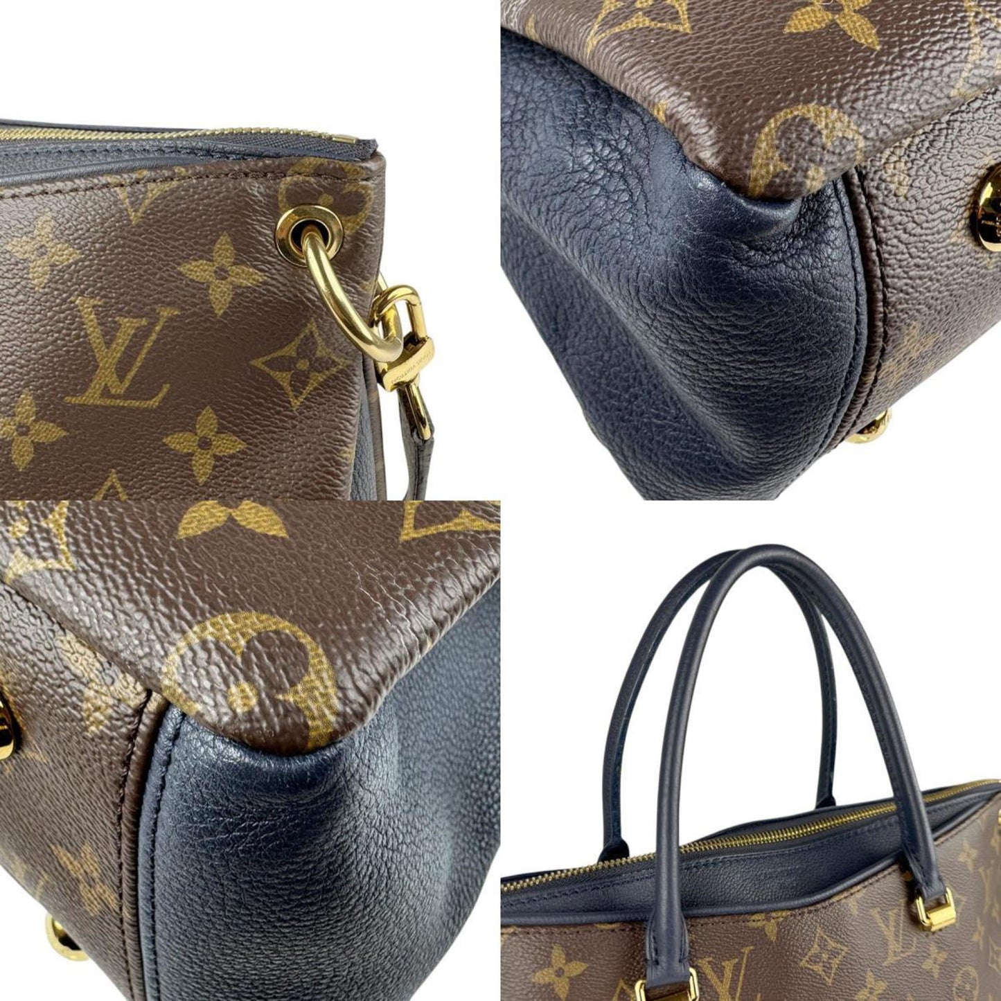 Louis Vuitton Louis Vuitton Handbag Shoulder Bag Monogram Pallas Canvas Brown Navy Gold