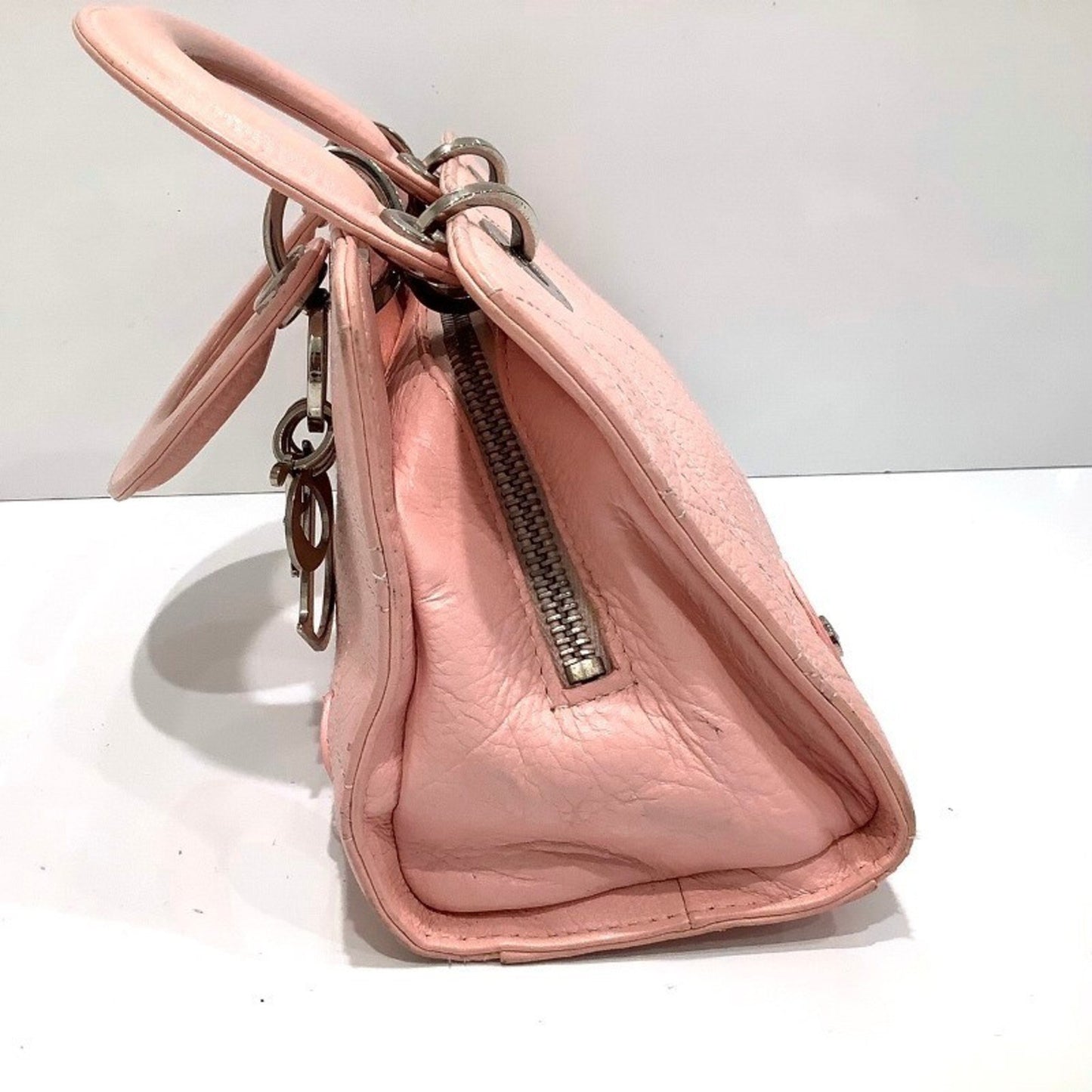 Christian Dior Lady Cannage Handbag In Pink Leather