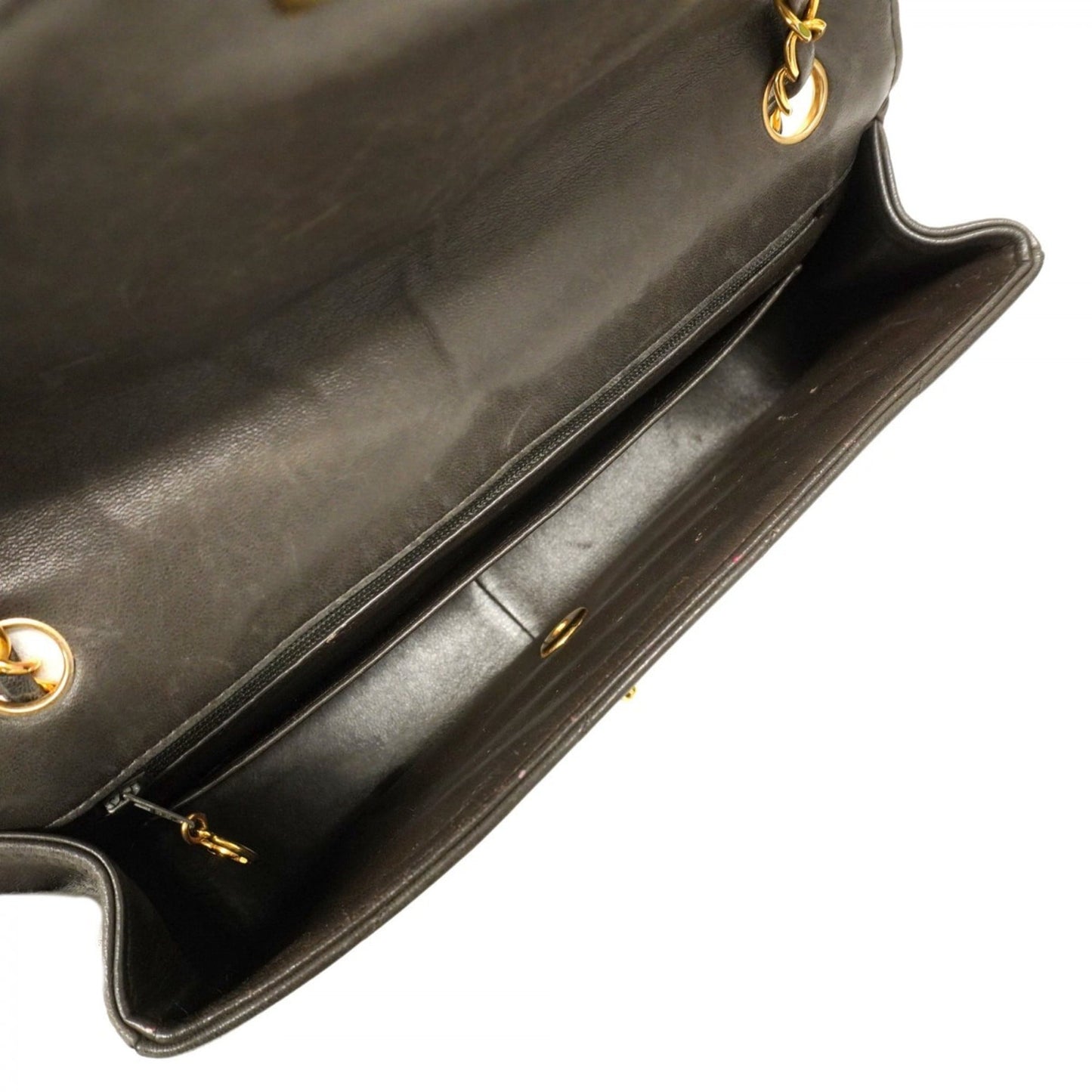 Chanel Shoulder Bag W Chain Chevron Lambskin Black