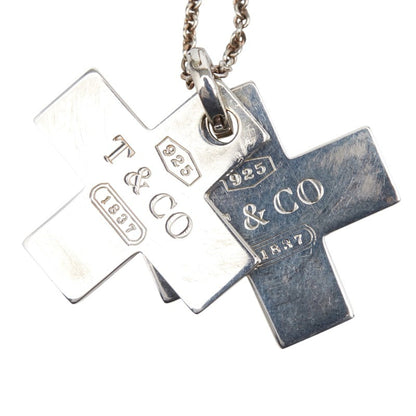 Tiffany & Co. Double Cross Pendant Necklace In 925 Sterling Silver