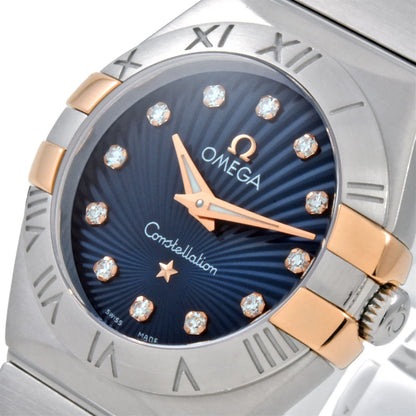 Omega 795.1007 Constellation Watch Quartz Navy Dial Ss K18 Gold 12P Diamond