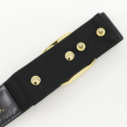 Salvatore Ferragamo Vara Ribbon Belt 8046 Canvas X Gold Plated Black / Vala