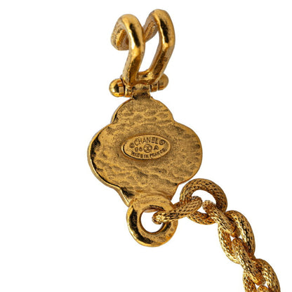 Chanel Coco Mark Gripoa Clover Motif Necklace Gold Black Plated