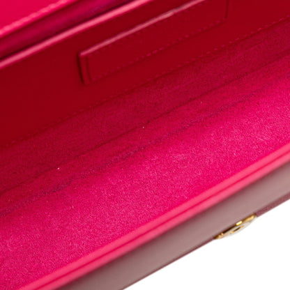 Saint Laurent Logo Tassel Chain Shoulder Bag In Pink Leather