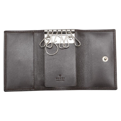 Gucci Gg Canvas Sherry Line 6-Ring Key Case 131928 Beige Multicolor Leather