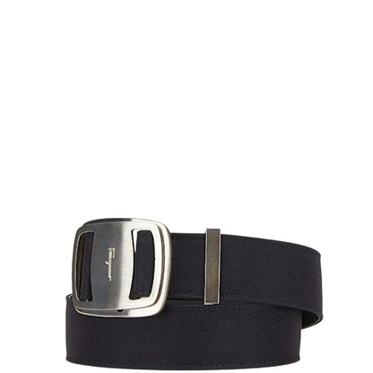 Salvatore Ferragamo Vara Buckle Belt Size: S Black Silver Leather Nylon