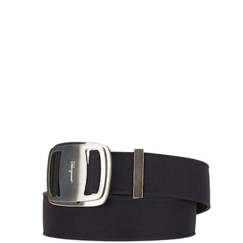 Salvatore Ferragamo Vara Buckle Belt Size: S Black Silver Leather Nylon