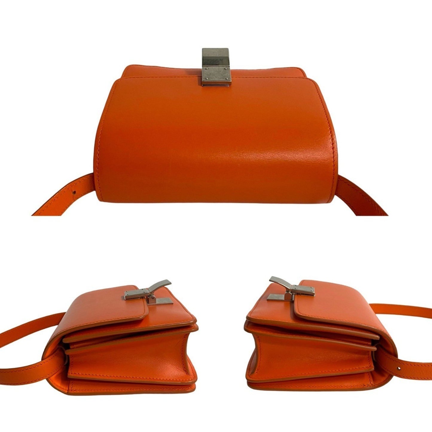 Celine Classic Box Small Leather Shoulder Bag/Pochette/Sacoche In Orange