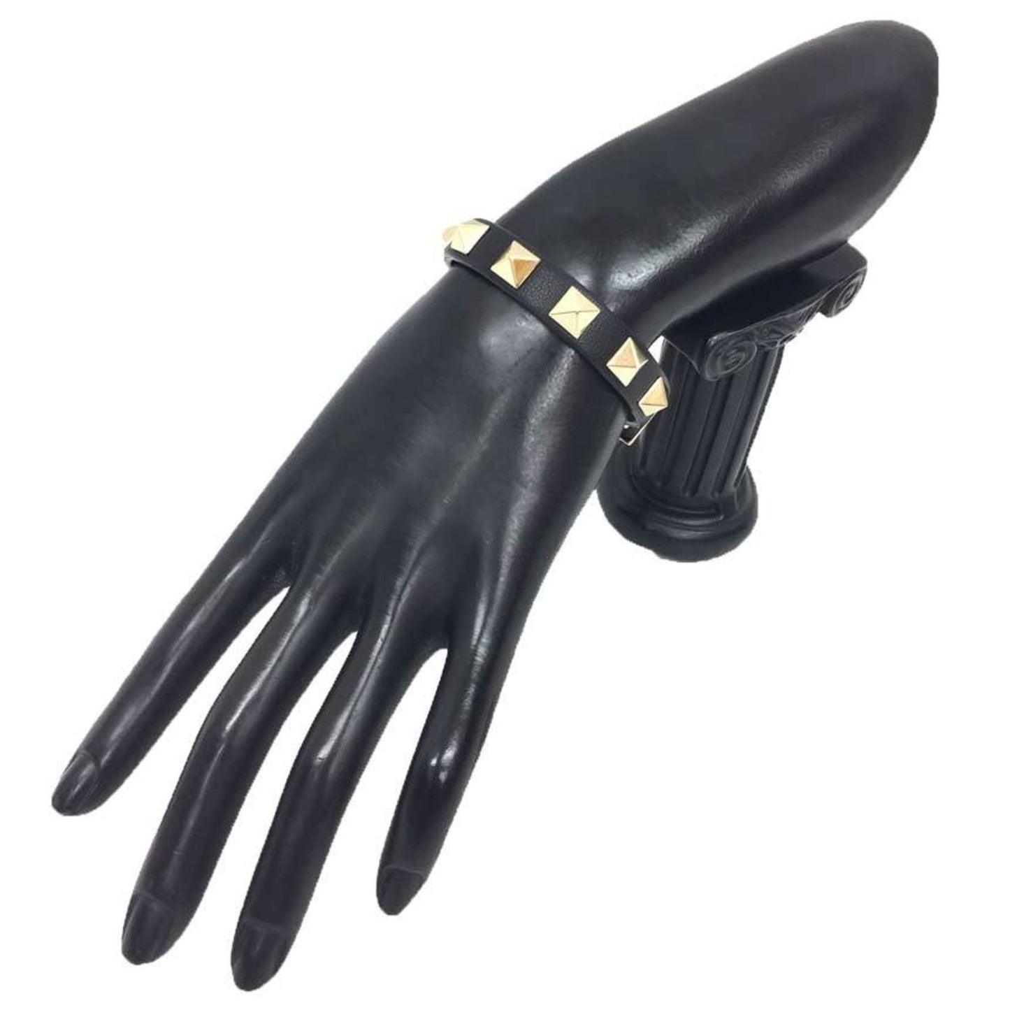 Valentino Garavani Rockstud Bracelet Zw2J0255Vit Leather Black X Champagne Gold 10013623