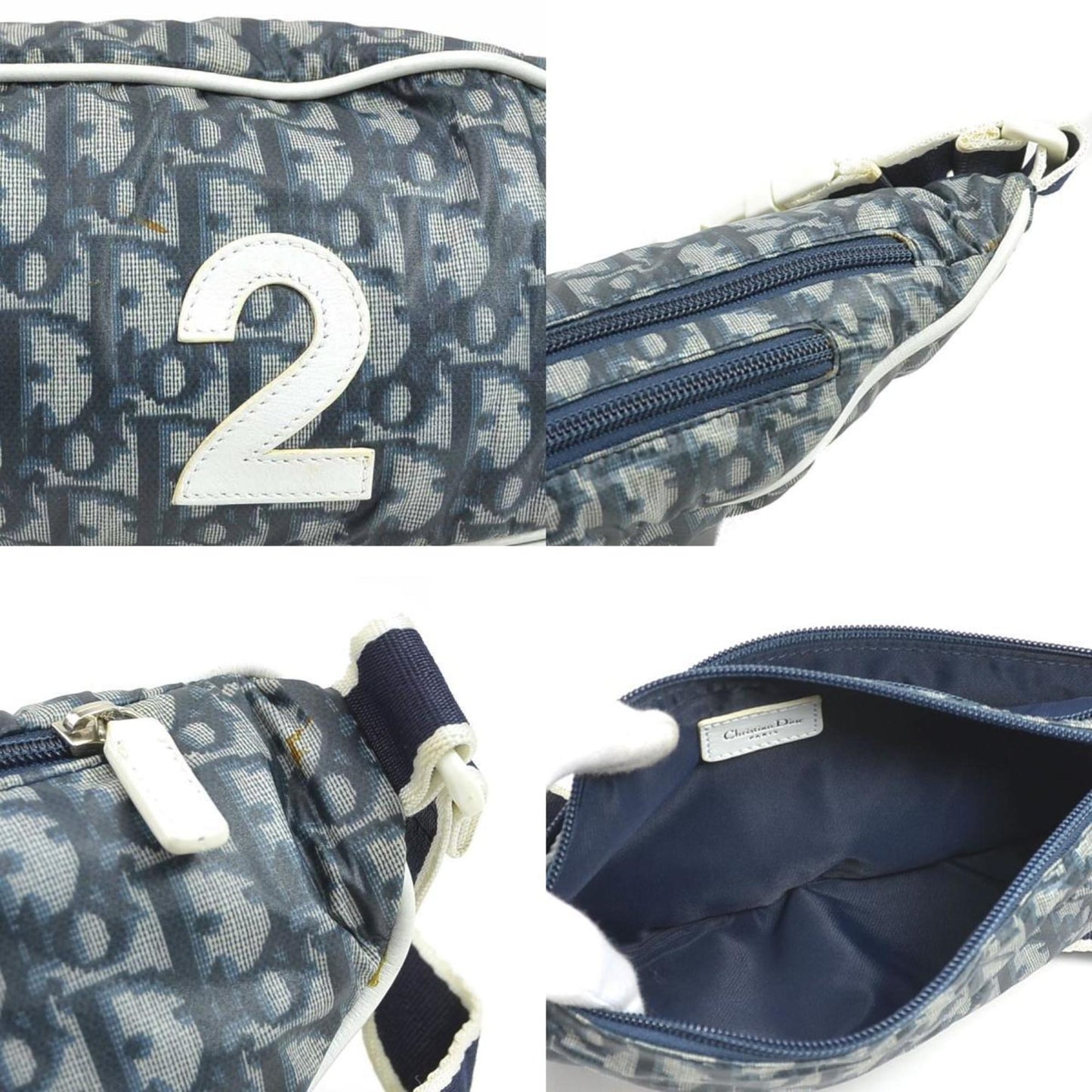 Christian Dior Trotter Nylon Waist Bag In Navy And White