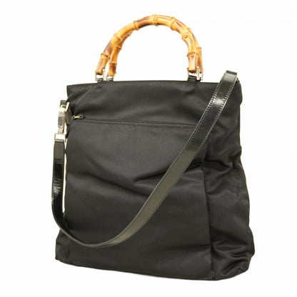 Gucci Bamboo 002 2122 Nylon Handbag In Black