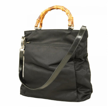 Gucci Bamboo 002 2122 Nylon Handbag In Black