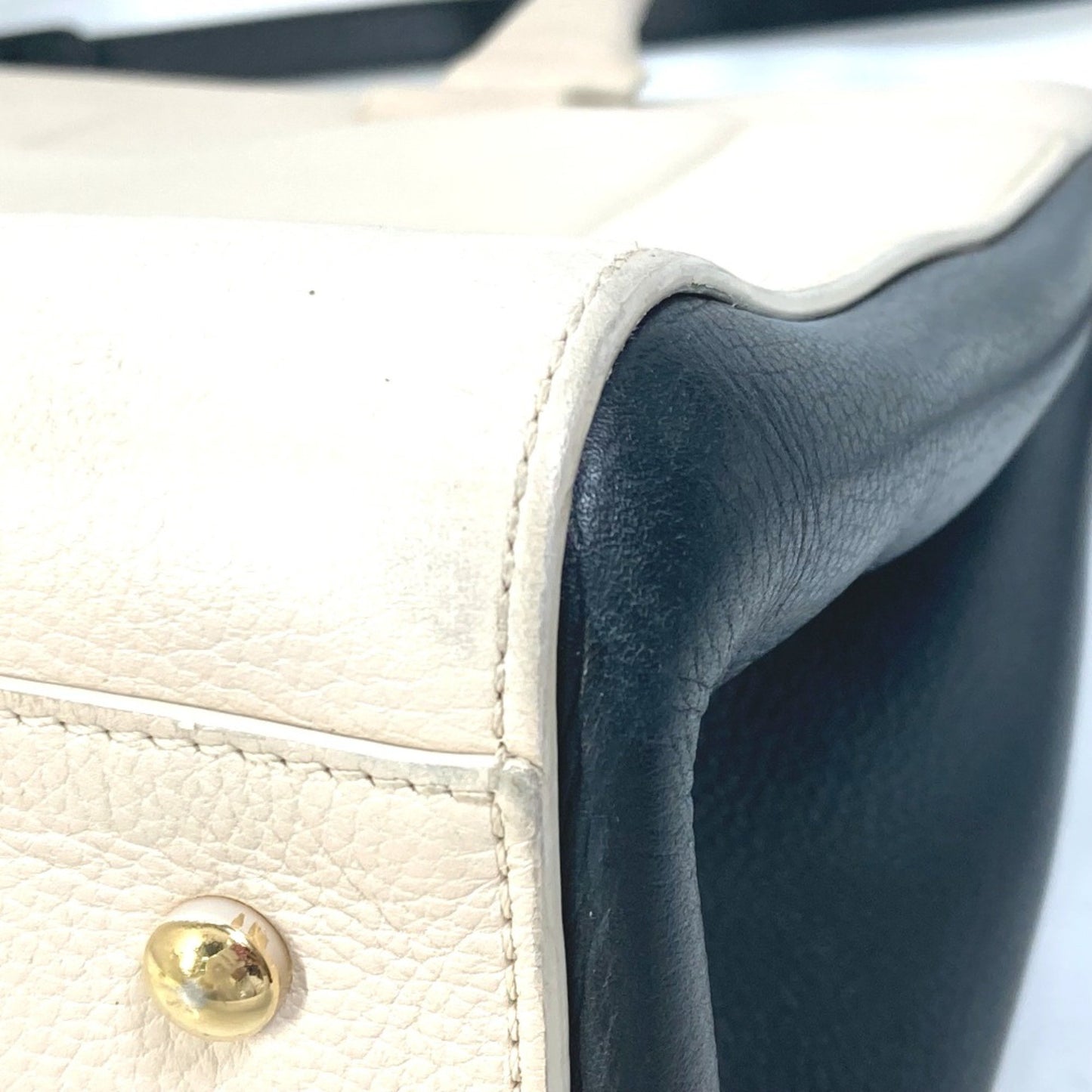 Chanel Cc Mark Bicolor 2Way Shoulder Bag Crossbody Hand Bag Beige