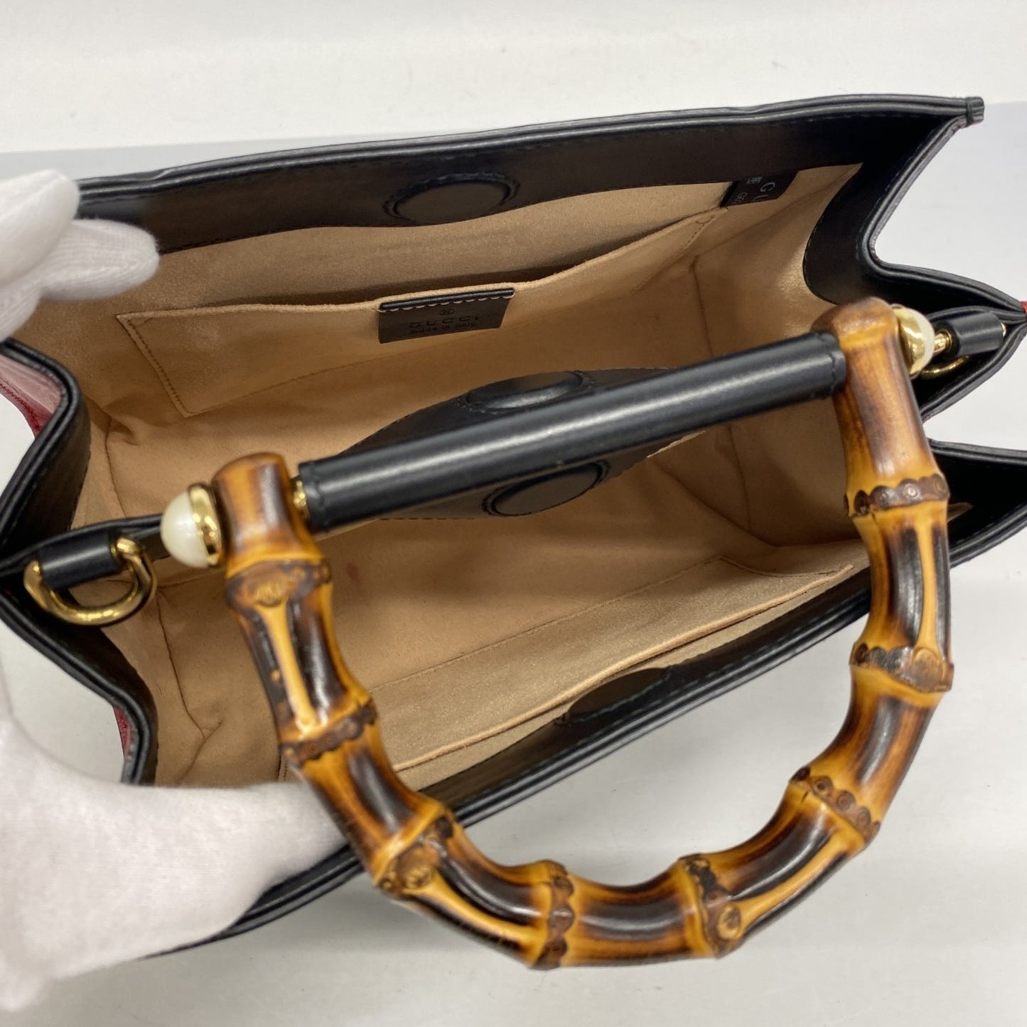 Gucci Bamboo Handbag 470271 Leather Black 2-Way Bag