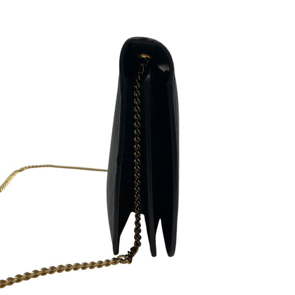 Christian Dior Vintage D7 Honeycomb Pattern Black Leather Shoulder Bag With Chain