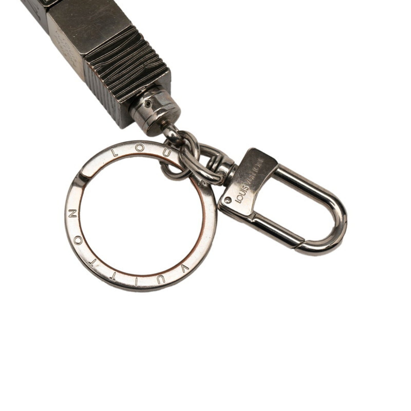Louis Vuitton Porte-Cls Cube Keychain Charm M67142 Silver Metal