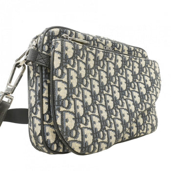 Christian Dior Trotter Saddle Canvas Shoulder Bag In Navy