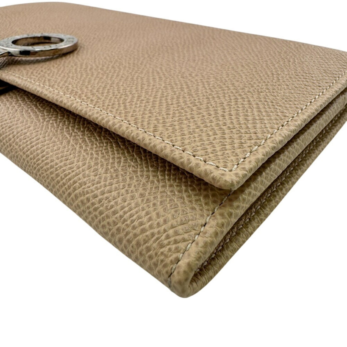 Bvlgari B.Zero1 Circle Clip Bifold Long Wallet Beige