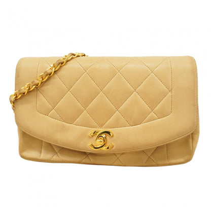 Chanel Diana Matelasse Chain Shoulder Bag In Beige Lambskin