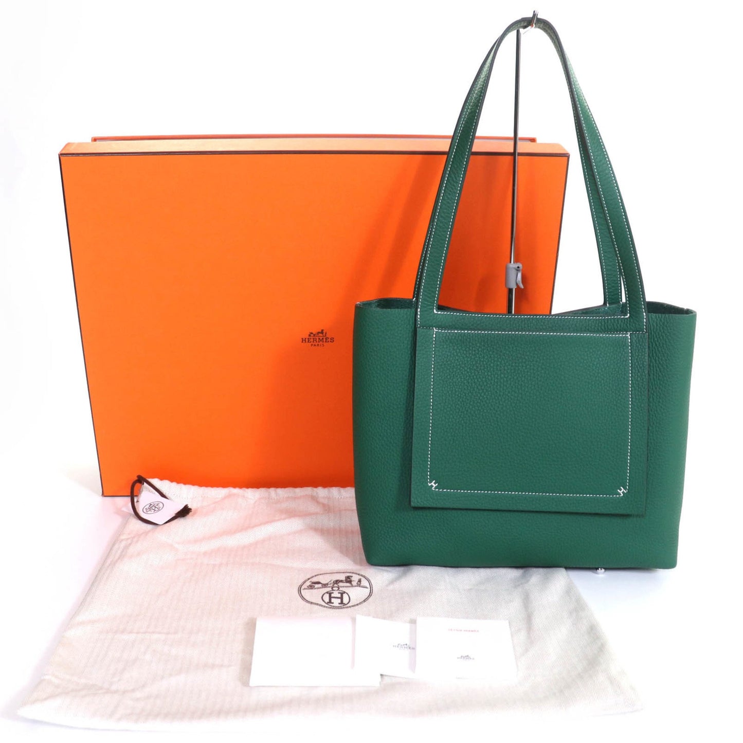 Hermes Cabas Serie 31 Taurillon Clemence Vert Moyen Tote Bag