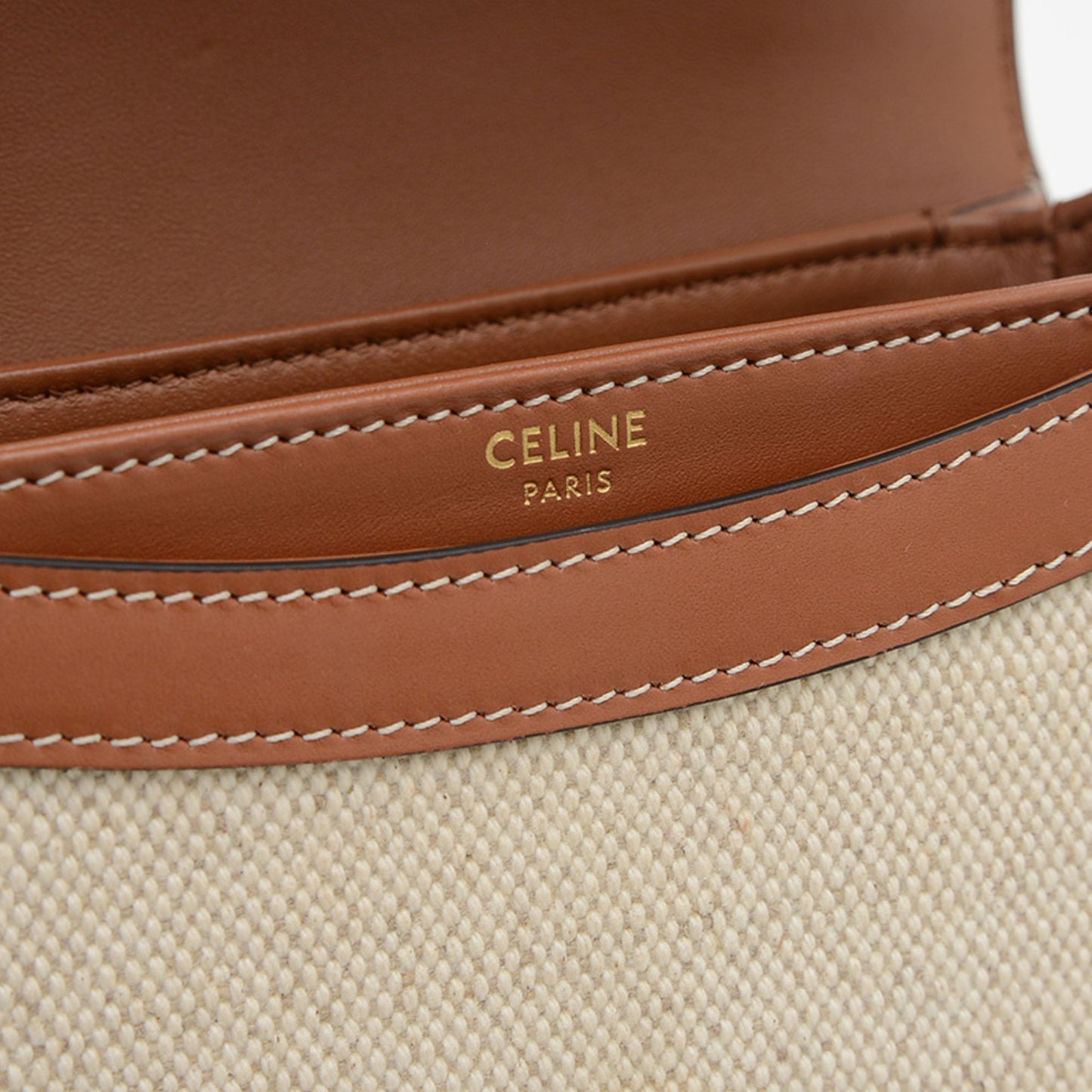 Celine Mini Busas Claire 2Way Bag Shoulder Canvas Natural Brown